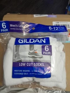 Gildan Mens 6 Pair Low Cut Socks Moisture Wicking Cushion Sole Size 6-12 New - Picture 1 of 7
