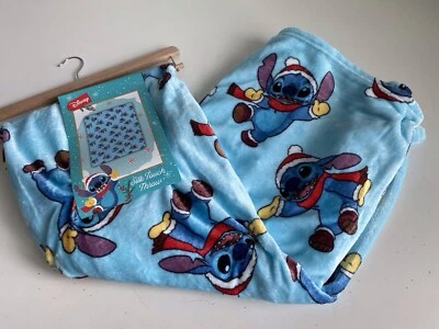 Disney Stitch With Mittens Winter Christmas Santa Hat Throw Blanket 50 X 70” NEW - Image 1 of 4