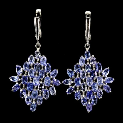 925 Sterling Silver Earrings Oval Tanzanite 5x3mm Natural Gemstone Jewelry - Image 1 of 4