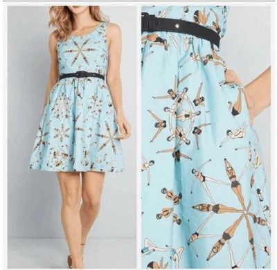 ModCloth X Dupenny 2X optimistic effect dress synchronized Swimmers blue XXL - Image 1 of 4
