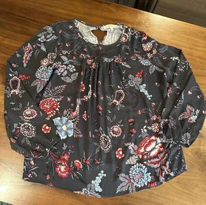 ANN TAYLOR LOFT BLUMENMUSTER MIXED MEDIA LANGARM BLUSE GRÖSSE XL GEBRAUCHT, IN EINWANDFREIEM ZUSTAND - Bild 1 von 4