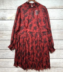 Torrid Mini Abito Donna Girocollo Pieghettato Chiffon Floreale Chedron 2X - Foto 1 di 13