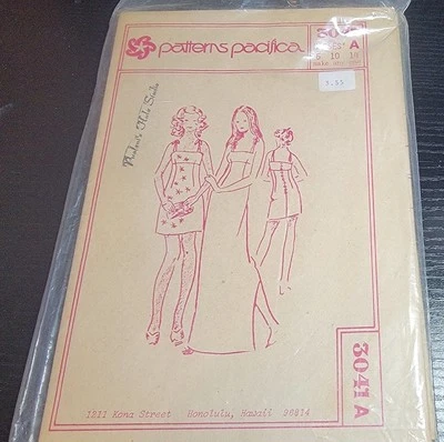 Vintage Patterns Pacifica 3041 A Uncut Unused Tied Shoulder Short/Long Dress - Image 1 of 3