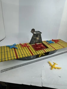 VINTAGE TIN LITHO TOY AIRCRAFT CARRIER BY ARGO 1950'S, PLANE ELEVATOR RARE 36” - Picture 1 of 12