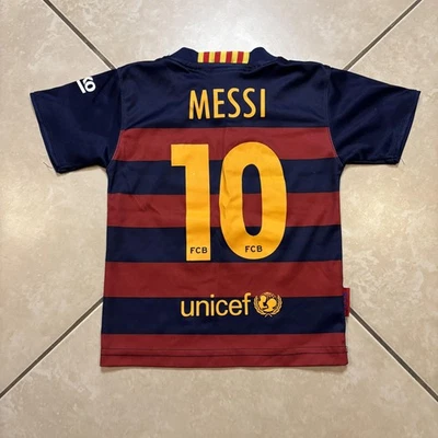 Футболка FC Barcelona детская молодежный размер 2 футбол Месси No10 Qatar Airways FCB - Изображение 1 из 4