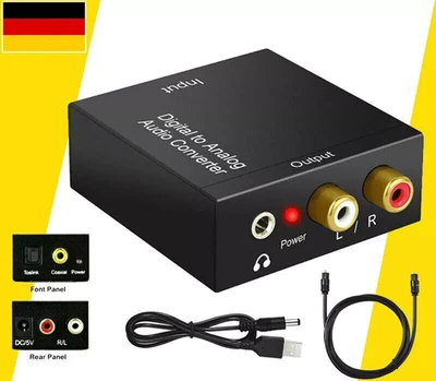 Digital zu Analog Audio Konverter Optical Coaxial Toslink Adapter RCA Klinke L/R - Bild 1 von 4