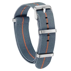Bracelet de montre élastique en nylon 20 mm étanche bracelet de montre une pièce, gris foncé/orange - Photo 1 sur 7