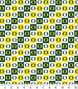 Fabric University of Oregon Team Logo White Yellow Green Cotton 1 Yard x 42" w - Picture 1 of 1