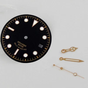 30.4mm Luminous Black Watch Dial+Hands Fit ETA 2824 2836 PT5000 Movement Date - Picture 1 of 4