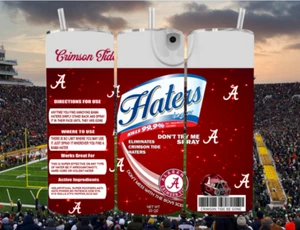Alabama Crimson Tide Haters Be Gone College Red Tumbler With Metal Straw - 20 Oz - Picture 1 of 3