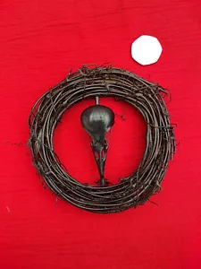 Krähe Totenkopf Kranz Kunst Deko Hexerei Okkult Goth Aufsteller - Bild 1 von 2