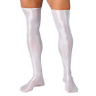 Men's Glossy Solid Color Thigh High Socks Stretchy Over Knee Stcokings Pantyhose