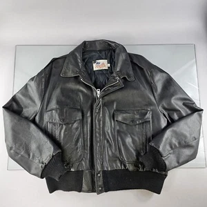 Vintage Leather Jacket Mens XL Biker Motorcycle Quilted Black Excelled USA - Picture 1 of 15