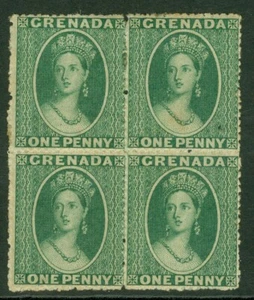 SG 2 Grenada 1861. 1d green block of 4. Fine mounted mint with good colour... - Picture 1 of 1