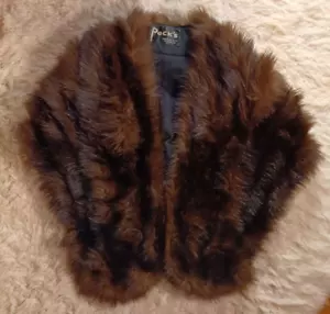 Vintage Peck braun Nerz Stola Pelz gestützter Kragen Hochzeit Bolero kurz geschnitten Wickelumhang - Bild 1 von 7