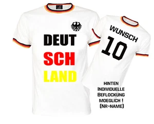 FUSSBALLTRIKOT FANSHIRT T-SHIRT DEUTSCHLAND WM EM WELTMEISTER GERMANY MIT NAME - Bild 1 von 2