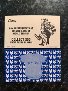 Monopoly NY YANKEES Buy Refreshments Opening Game AWAY CARD 2000 Game Replacemen