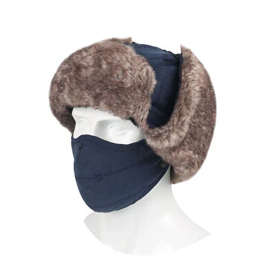Men Women Winter Warm Hat Earflap Ski Snow Cap Fleece Face Mask for Cold Weather - Image 1 of 4