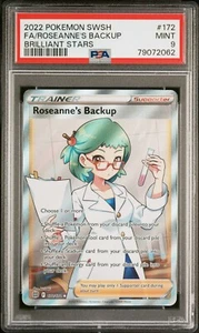 PSA 9 MINT Roseanne's Backup Full Art 172/172 SWSH Brilliant Stars Pokemon Card - Picture 1 of 2