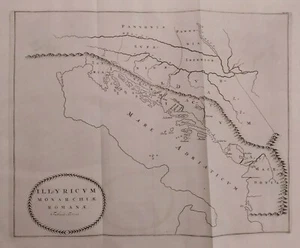 1725 Van der Aa Map Dalmazia Pannonia Illyricum Monarchiae Romanae Rabula Tertia - Picture 1 of 7