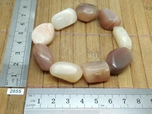 Bracelet PIERRE DE LUNE ORTHOSE perles en pierres roulées - Import USA - reiki - Picture 1 of 2