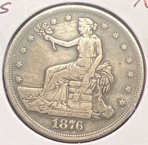 1876-S TRADE SILVER DOLLAR GRADES F/VF DECENT LOOKER ACTUAL COIN #C13589 Cover