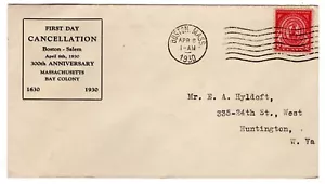 #682 Massachusetts Bay Colony 1930 FDC - Planty #41 Scarce - Picture 1 of 2