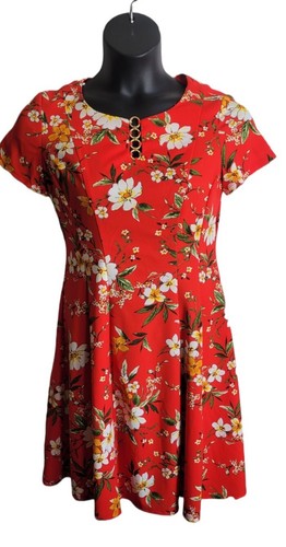 Abito donna Alyx rosso floreale elasticizzato zip posteriore taglia 10 nuovo con etichetta