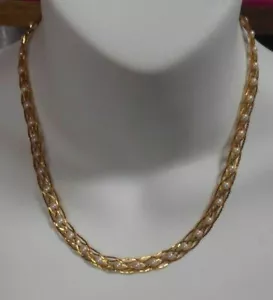 Collana catena intrecciata perle finte tono oro Avon vintage - Foto 1 di 3
