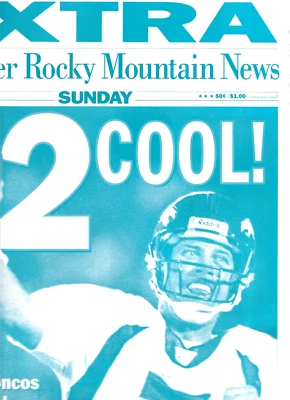 DENVER BRONCOS ELWAY Rocky Mtn News Newspaper Printing Press Plate 11.5x14 RARE! - Image 1 of 4