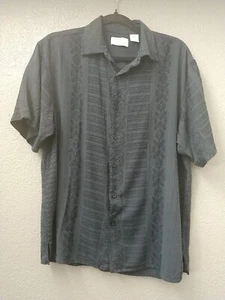 Bobby Chan Silk Bamboo Shirt Short sleeve Mens Size L button down Black - Picture 1 of 4