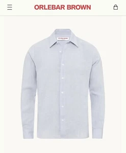 ORLEBAR BROWN. Justin Linen Shirt in Hush Blue. BNWOT. Size: Medium - Picture 1 of 7
