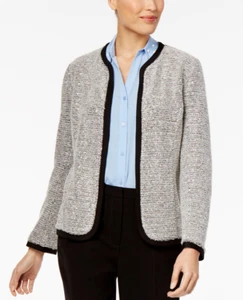 Blazer Open Front Sequin-Detail Boucle Multicolor Size Large NY Collection - Picture 1 of 7