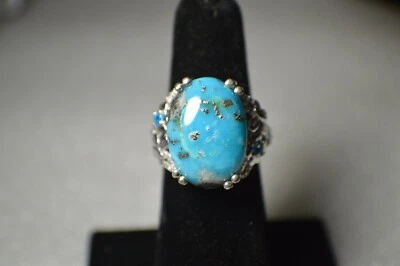 Anillo Nevada 14,00 quilates turquesa/apatita/circón platino sobre plata fina talla 6 Foto 1 de 4