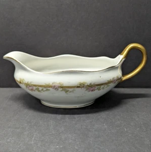 Pope Gosser POP57 Gravy Boat 9 Inch - Made in USA - Gold Trim - Picture 1 of 9