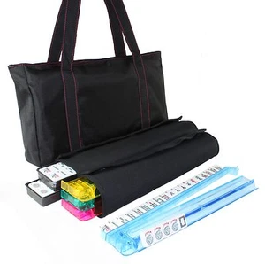 American Mahjong Waterproof Black Nylon Red Stitches Bag 4 COLOR Pushers/Racks - Picture 1 of 9