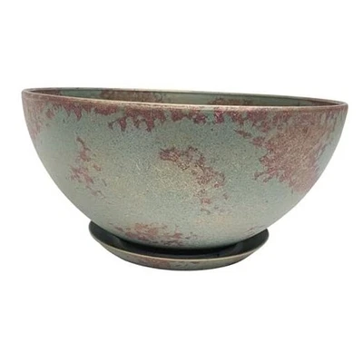 Maceta moderna clásica para hogar y jardín Rosie con drenaje - pátina de cobre Foto 1 de 4