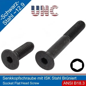 Senkkopfschraube mit Innensechskant 7/16-14 UNC Stahl 12.9 schwarz | - Picture 1 of 10