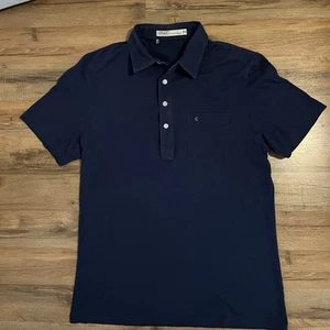 Criquet Polo Shirt Men's Large Slim Fit Short Sleeve Navy Blue Golf 100% Cotton - Picture 1 of 6