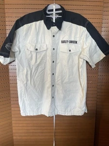 Camicia Harley Davidson bianca e nera con bottoni - Foto 1 di 8