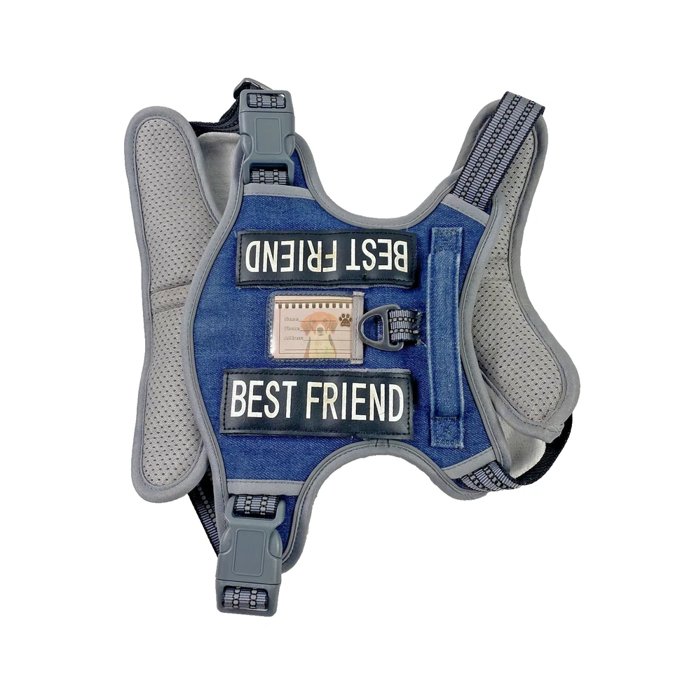 Arnés para Perros Auroth Chaleco Acolchado Medio Reflectante Mejor Amigo Etiqueta de Identificación Ranura Ajusta Foto 1 de 4