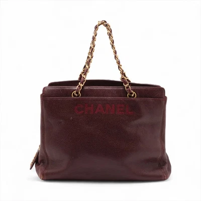 Chanel Logo Caviar Skin Chain Tote Bag Bordeaux Gold Metal Fittings 5XXXXXX - Image 1 of 4