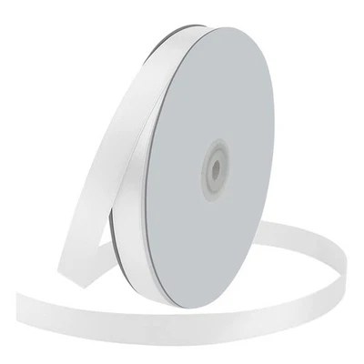 5/8 Inch x 100 Yards Single Face Polyester Satin Ribbon White Gift Hair Bows - Image 1 of 4