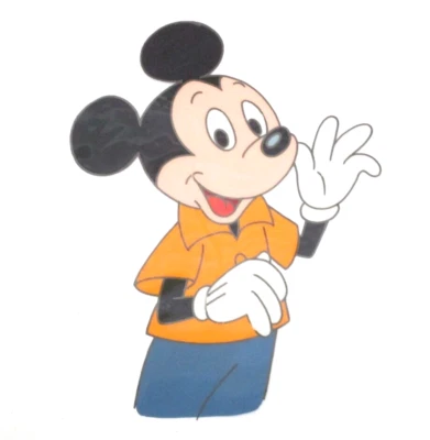 MICKEY MOUSE shirt  WALT DISNEY 1980s ORIGINAL ANIMATION PRODUCTION CEL - Image 1 of 2