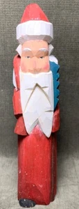 Hand Wood Carved Painted 7 1/2” Wood Folk Art Santa Claus - Picture 1 of 12