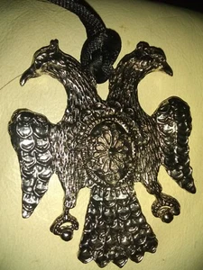 Metall 2 Köpfe Adler Anhänger 3"H x 2,5 Militär Schule Freimaurer byzantinisch orthodox - Bild 1 von 3