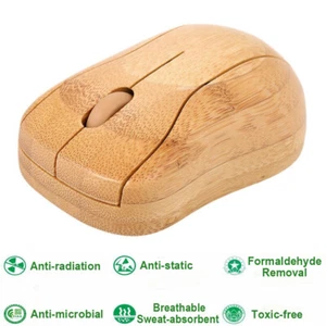 Bamboo Wireless Optical Mouse Mice for PC Laptop Computer Eco-Friendly 1600 DPI - Picture 1 of 12