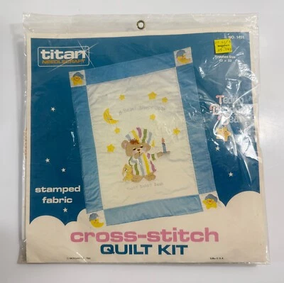 Titan Needlecraft Teddy Beddy Bear Cross Stitch Quilt Kit. Finished Size 43x33 - Image 1 of 3