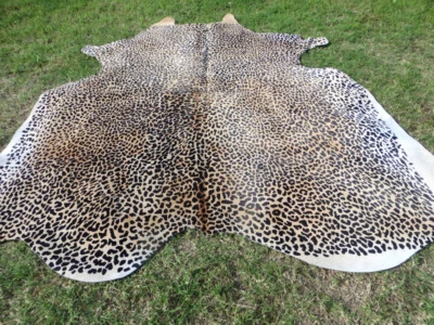 PROINLEATHER LARGE ! LEOPARD print printed Cowhide Rug natural Cow Hide Skin zebra tiger LP