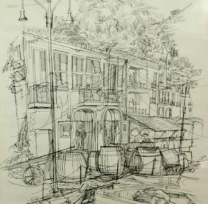 unleserlich signiert - Litho 1971: ISCHIA (Insel bei Neapel) - PORTO / HAFEN - Bild 1 von 8